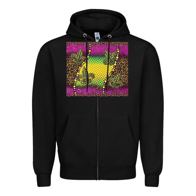 Mardi Gras  Leopard Pink Glitter Zipper Hoodie by BarkalooDesign | Teevron