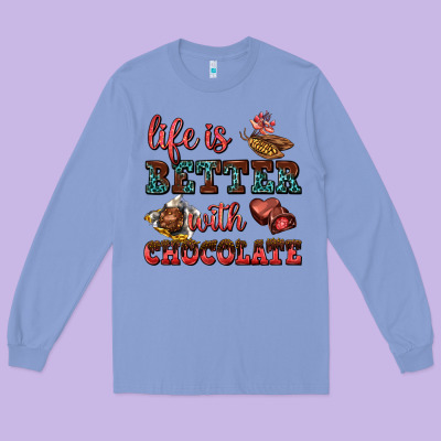 Life Is Better With Chocolate Long Sleeve Tee Designed By Adodesignshop