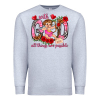 Heather Grey with god all things are possible Premium Sweatshirt - NancyCooperArtShop
