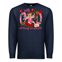Navy with god all things are possible Premium Sweatshirt - NancyCooperArtShop