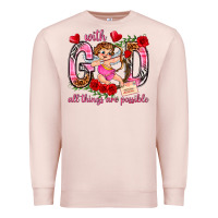 Pale Pink with god all things are possible Premium Sweatshirt - NancyCooperArtShop