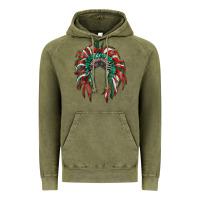 Vintage Olive mexican flag indian headdress Vintage Hoodie - RanaPortraitStore