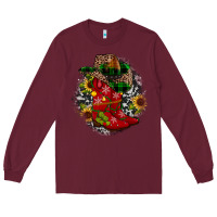 Burgundy Christmas Cowboy Boots Long Sleeve Tee - JahusDesignShop