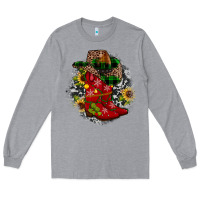 Heather Grey Christmas Cowboy Boots Long Sleeve Tee - JahusDesignShop