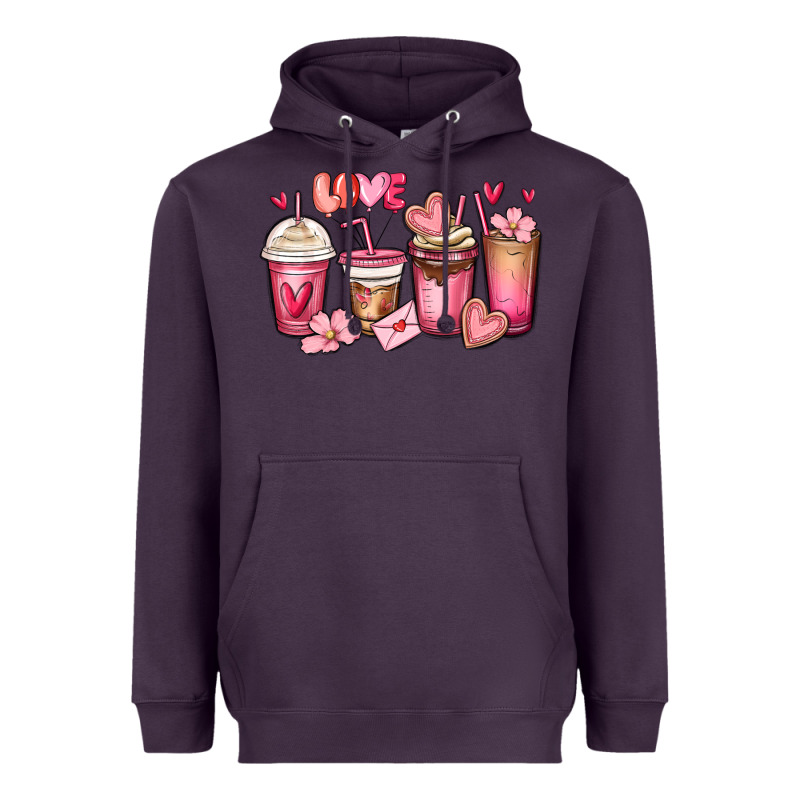 Valentines Day Coffee Cups Heavyweight Hoodie by MaliasSmallBusiness | Teevron