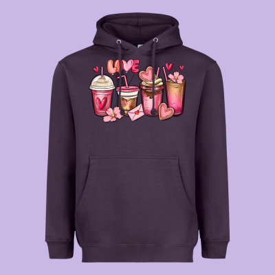 Valentines Day Coffee Cups Heavyweight Hoodie Designed By Maliassmallbusiness