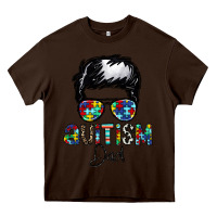 Chocolate Brown autism dad Heavy Core Tee - CowhideDigitalArt