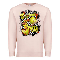 Pale Pink vintage softball Premium Sweatshirt - MaliasSmallBusiness