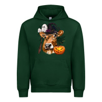 Forest Green Boo Heifer Cow Halloween Urban Hoodie - texasbilliewilder