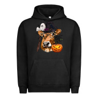 Pigment Black Boo Heifer Cow Halloween Urban Hoodie - texasbilliewilder