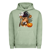 Pigment Oil Green Boo Heifer Cow Halloween Urban Hoodie - texasbilliewilder