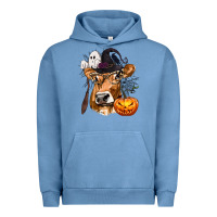 Pigment Pebble Blue Boo Heifer Cow Halloween Urban Hoodie - texasbilliewilder
