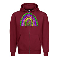 Burgundy mardi gras rainbow Zipper Hoodie - BarkalooDesign