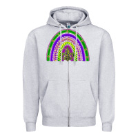 Heather Grey mardi gras rainbow Zipper Hoodie - BarkalooDesign