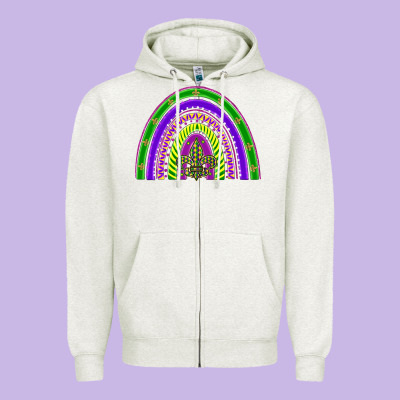 Mardi Gras Rainbow Zipper Hoodie Designed By Barkaloodesign