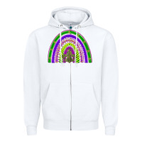 White mardi gras rainbow Zipper Hoodie - BarkalooDesign