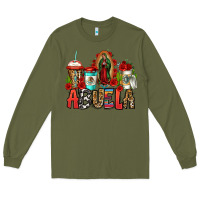 Army Green lady of guadalupe abuela coffee cups Long Sleeve Tee - Jasminsmagicworld