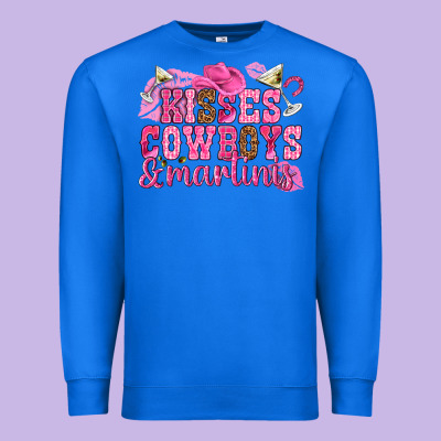 Kisses Cowboys Martinis Premium Sweatshirt Designed By Nancycooperartshop