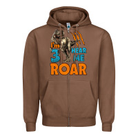 Chestnut i'm three hear me roar dinosaur birthday Zipper Hoodie - LillyAllenDesigns