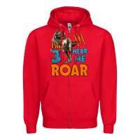 Red i'm three hear me roar dinosaur birthday Zipper Hoodie - LillyAllenDesigns