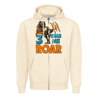 Sandshell i'm three hear me roar dinosaur birthday Zipper Hoodie - LillyAllenDesigns