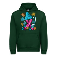 Forest Green winter breast cancer ribbon Urban Hoodie - NancyCooperArtShop