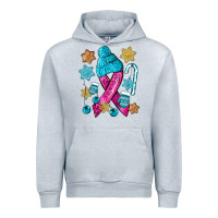 Heather Grey winter breast cancer ribbon Urban Hoodie - NancyCooperArtShop