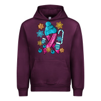 Mauve Wine winter breast cancer ribbon Urban Hoodie - NancyCooperArtShop