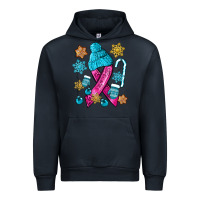 Navy winter breast cancer ribbon Urban Hoodie - NancyCooperArtShop
