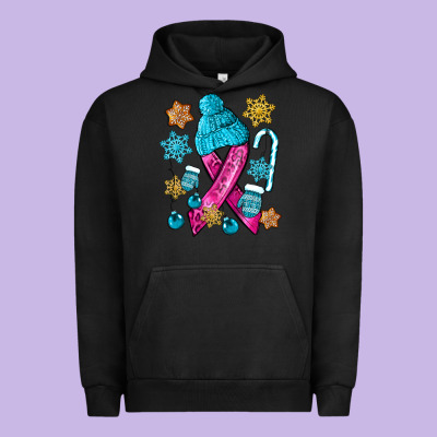 Winter Breast Cancer Ribbon Urban Hoodie Designed By Nancycooperartshop