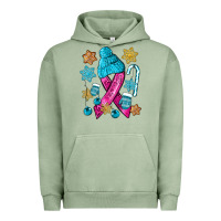 Pigment Oil Green winter breast cancer ribbon Urban Hoodie - NancyCooperArtShop
