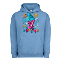 Pigment Pebble Blue winter breast cancer ribbon Urban Hoodie - NancyCooperArtShop