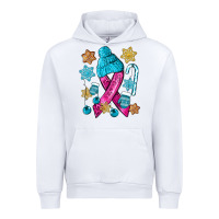 White winter breast cancer ribbon Urban Hoodie - NancyCooperArtShop