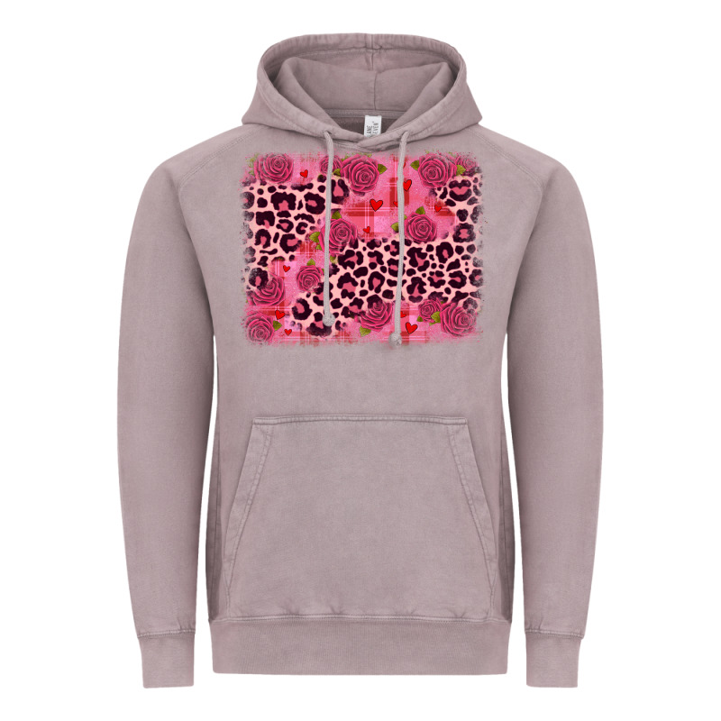 Valentine's Day Roses Leopard Background Vintage Hoodie by JahusDesignShop | Teevron