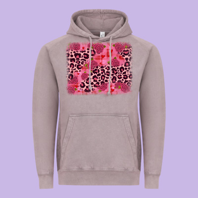 Valentine's Day Roses Leopard Background Vintage Hoodie Designed By Jahusdesignshop
