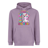 Lavender my 1 st birthday with little cute unicorn Heavyweight Hoodie - NancyCooperArtShop