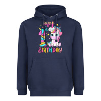 My 1 St Birthday With Little Cute Unicorn Heavyweight Hoodie | Teevron