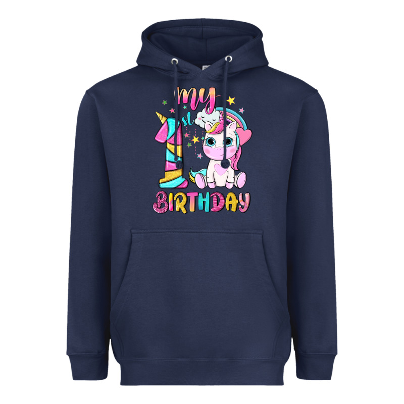 My 1 St Birthday With Little Cute Unicorn Heavyweight Hoodie by NancyCooperArtShop | Teevron