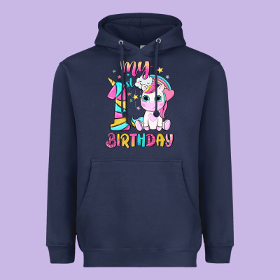 My 1 St Birthday With Little Cute Unicorn Heavyweight Hoodie Designed By Nancycooperartshop