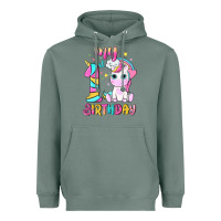Sage my 1 st birthday with little cute unicorn Heavyweight Hoodie - NancyCooperArtShop
