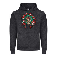 Vintage Black mexican flag indian headdress with  skull Vintage Hoodie - RanaPortraitStore