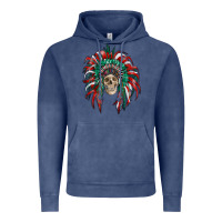 Vintage Denim mexican flag indian headdress with  skull Vintage Hoodie - RanaPortraitStore