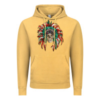 Vintage Mustard mexican flag indian headdress with  skull Vintage Hoodie - RanaPortraitStore