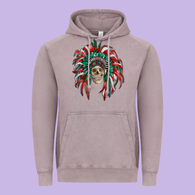 Mexican Flag Indian Headdress With  Skull Vintage Hoodie Designed By Ranaportraitstore
