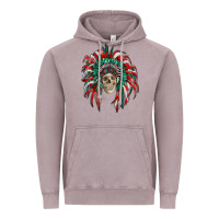 Vintage Zinc mexican flag indian headdress with  skull Vintage Hoodie - RanaPortraitStore