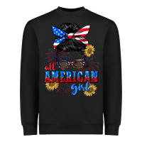 Black All American girl 4th of July Heavyweight Sweatshirt - CowGirlArtShop