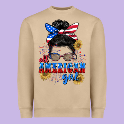All American Girl 4th Of July Heavyweight Sweatshirt Designed By Cowgirlartshop