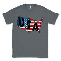 Charcoal Heather Usa Classic Tee - CowhideDigitalArt