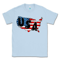 Dusty Blue Usa Classic Tee - CowhideDigitalArt