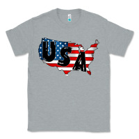 Heather Grey Usa Classic Tee - CowhideDigitalArt